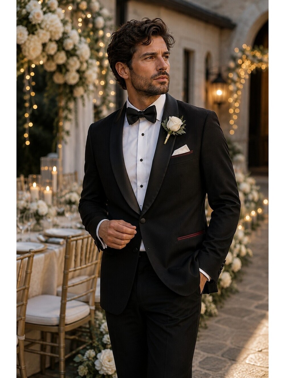 Bonobos 38S Black Italian Wool Tuxedo Dinner Jacket Satin Shawl Collar Wedding